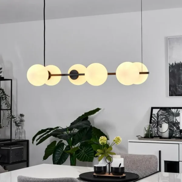 hofstein Suspension Rascoupet Noir, 6 lumières* Lampes En Verre