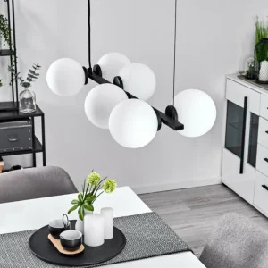 hofstein Suspension Rascoupet Noir, 6 lumières* Lampes En Verre