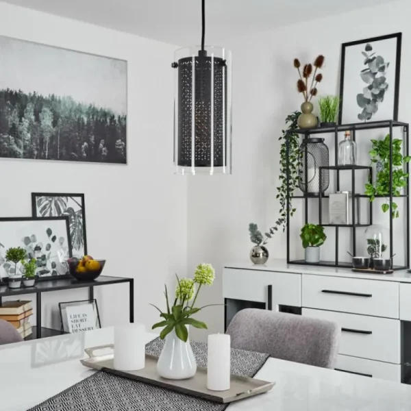 hofstein Suspension Rasperden Noir, 1 lumière* Lampes En Verre