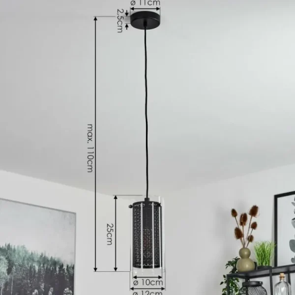 hofstein Suspension Rasperden Noir, 1 lumière* Lampes En Verre