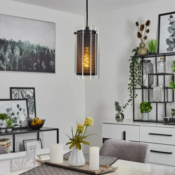 hofstein Suspension Rasperden Noir, 1 lumière* Lampes En Verre