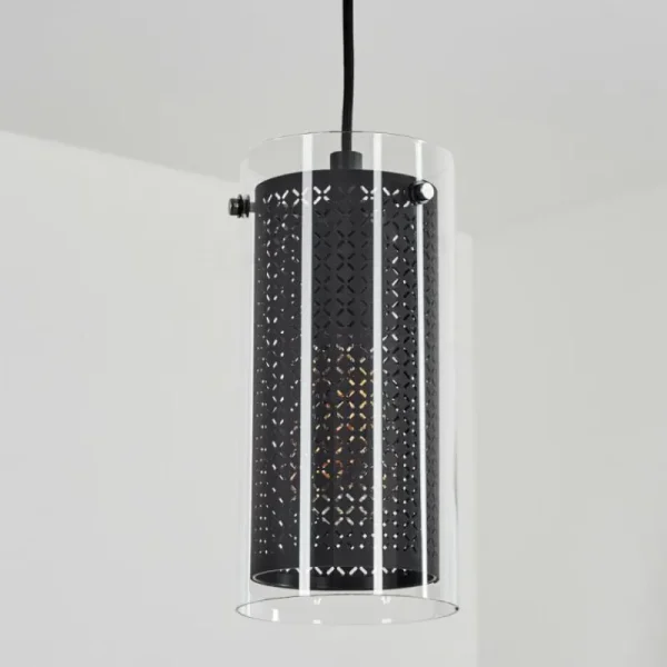 hofstein Suspension Rasperden Noir, 1 lumière* Lampes En Verre