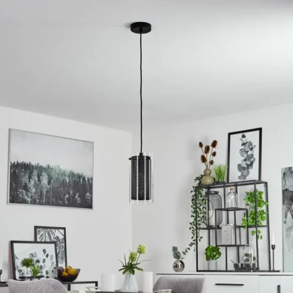 hofstein Suspension Rasperden Noir, 1 lumière* Lampes En Verre