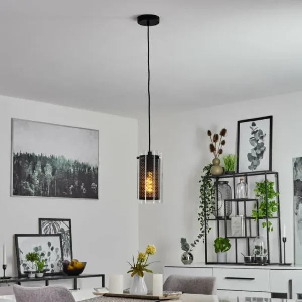 hofstein Suspension Rasperden Noir, 1 lumière* Lampes En Verre