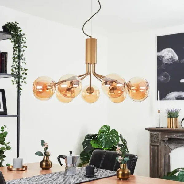 hofstein Suspension Remaisnil Laiton, 9 lumières* Lampes En Verre