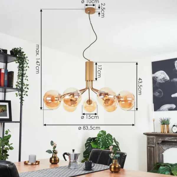 hofstein Suspension Remaisnil Laiton, 9 lumières* Lampes En Verre