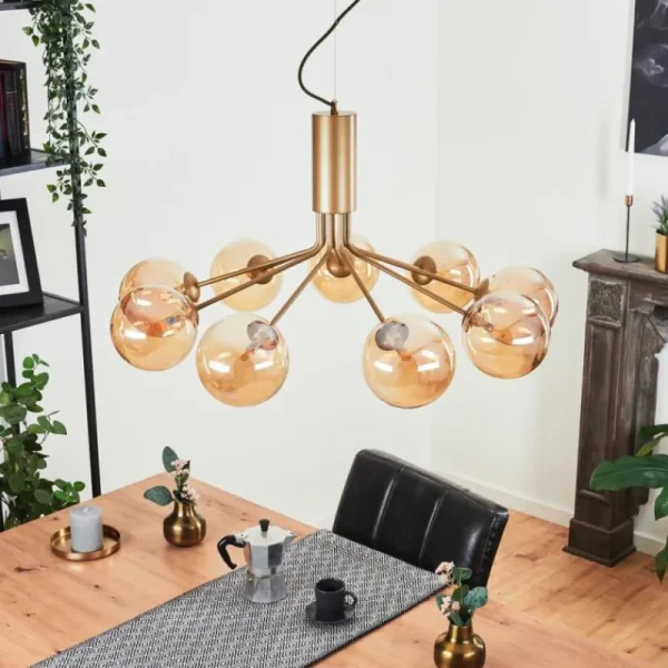 hofstein Suspension Remaisnil Laiton, 9 lumières* Lampes En Verre