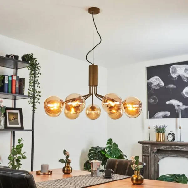hofstein Suspension Remaisnil Laiton, 9 lumières* Lampes En Verre