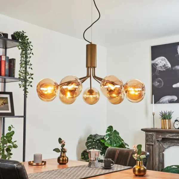 hofstein Suspension Remaisnil Laiton, 9 lumières* Lampes En Verre
