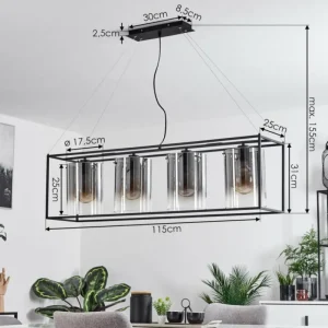 hofstein Suspension Sarniguet Noir, 4 lumières* Lampes Modernes