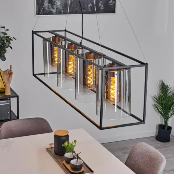 hofstein Suspension Sarniguet Noir, 4 lumières* Lampes Modernes