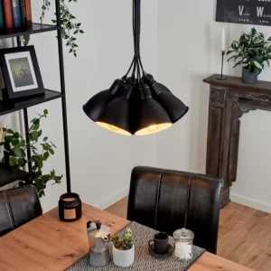 hofstein Suspension Timola Noir, 7 lumières* Lampes Modernes