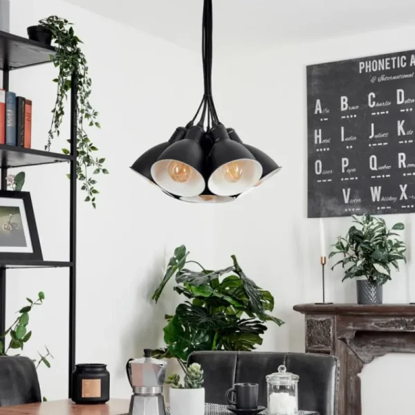 hofstein Suspension Timola Noir, 7 lumières* Lampes Modernes
