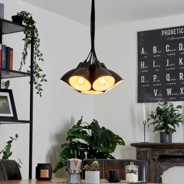 hofstein Suspension Timola Noir, 7 lumières* Lampes Modernes