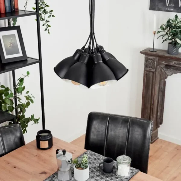 hofstein Suspension Timola Noir, 7 lumières* Lampes Modernes