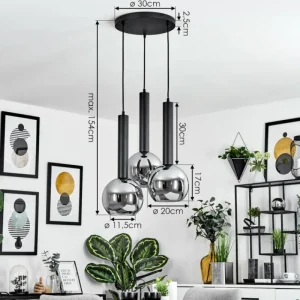 hofstein Suspension Trezeste Noir, 3 lumières* Lampes Modernes