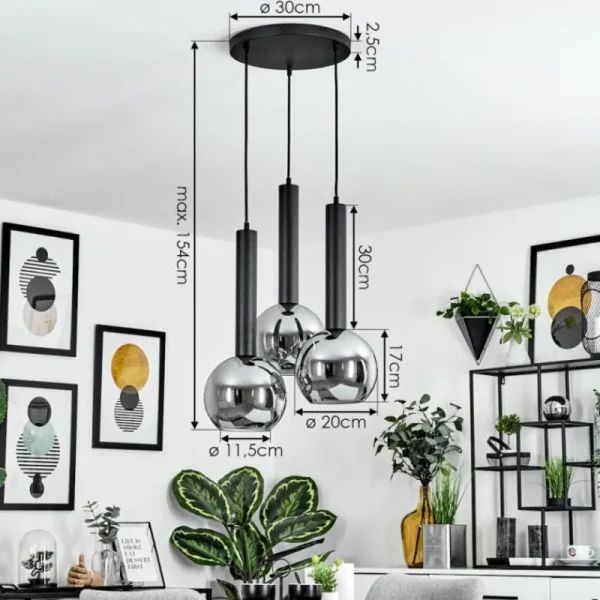 hofstein Suspension Trezeste Noir, 3 lumières* Lampes Modernes