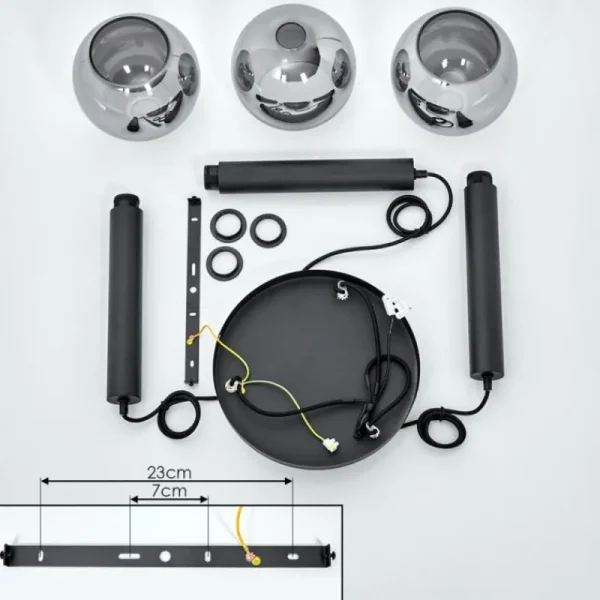 hofstein Suspension Trezeste Noir, 3 lumières* Lampes Modernes