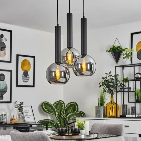hofstein Suspension Trezeste Noir, 3 lumières* Lampes Modernes