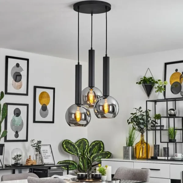hofstein Suspension Trezeste Noir, 3 lumières* Lampes Modernes