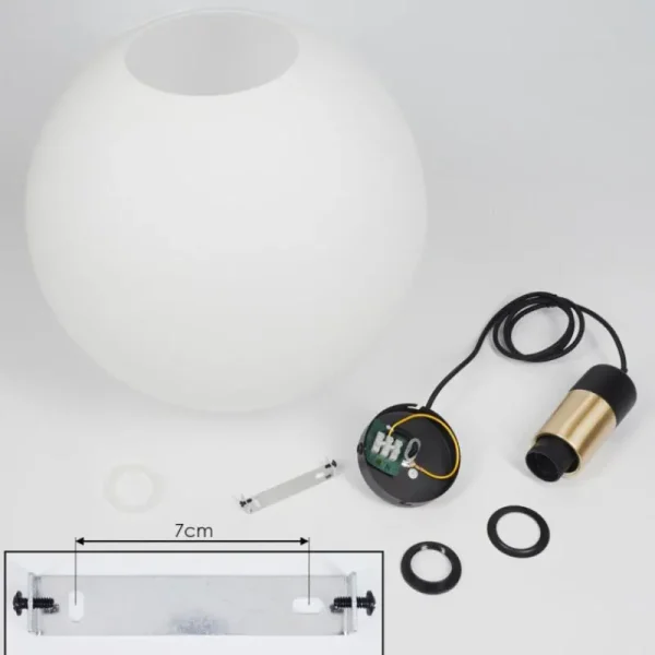 hofstein Suspension Tuvalu Laiton, Noir, 1 lumière* Lampes En Verre