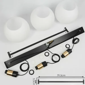 hofstein Suspension Tuvalu Laiton, Noir, 3 lumières* Lampes En Verre