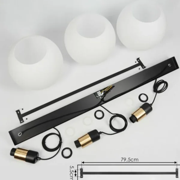 hofstein Suspension Tuvalu Laiton, Noir, 3 lumières* Lampes En Verre