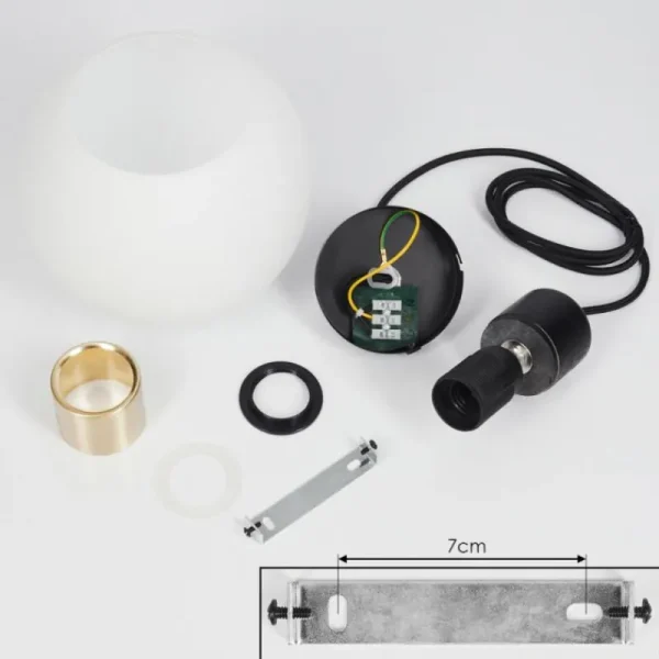 hofstein Suspension Tuvalu Laiton, Noir, 1 lumière* Lampes En Verre