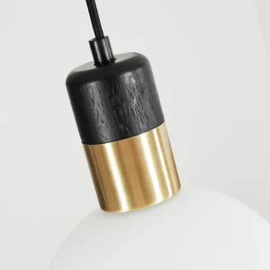 hofstein Suspension Tuvalu Laiton, Noir, 1 lumière* Lampes En Verre