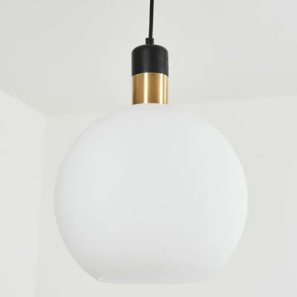 hofstein Suspension Tuvalu Laiton, Noir, 1 lumière* Lampes En Verre