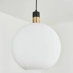 hofstein Suspension Tuvalu Laiton, Noir, 1 lumière* Lampes En Verre