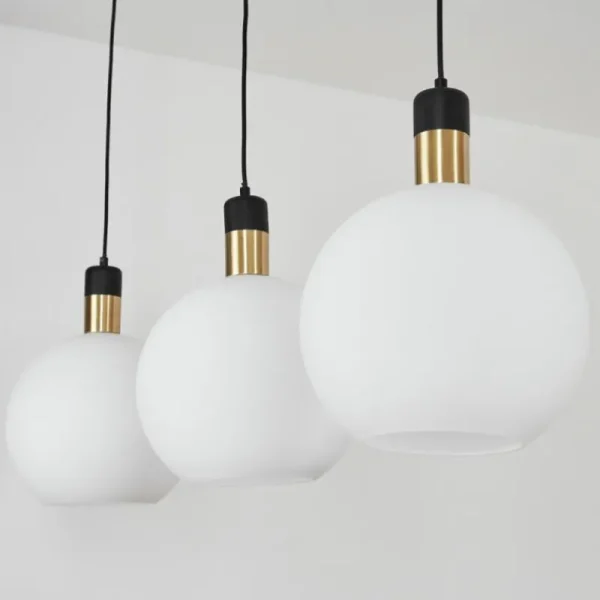 hofstein Suspension Tuvalu Laiton, Noir, 3 lumières* Lampes En Verre