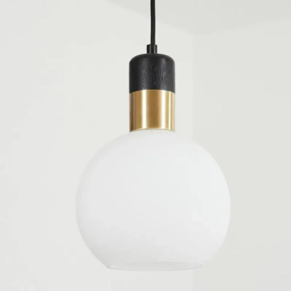 hofstein Suspension Tuvalu Laiton, Noir, 1 lumière* Lampes En Verre