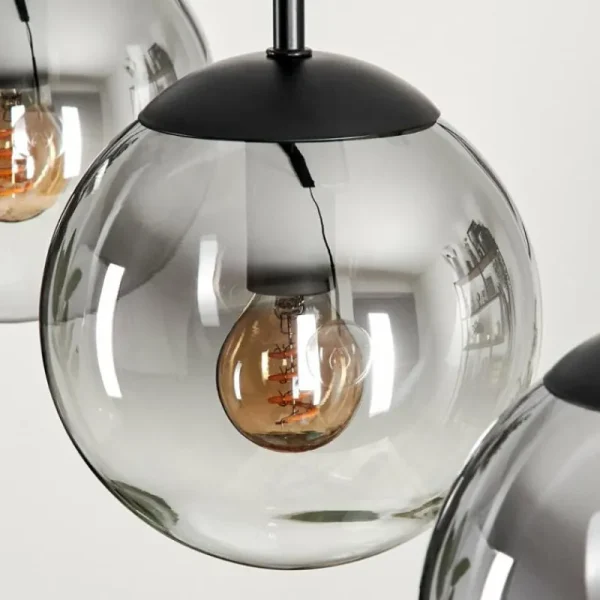hofstein Suspension - Verre 15 cm Gastor Clair, Fumé, 5 lumières* Lampes Modernes