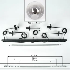 hofstein Suspension - Verre 15 cm Gastor Clair, Fumé, 5 lumières* Lampes Modernes