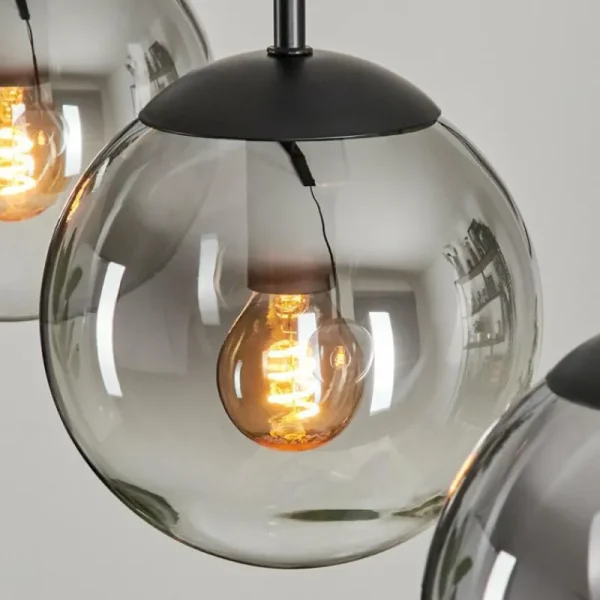 hofstein Suspension - Verre 15 cm Gastor Clair, Fumé, 5 lumières* Lampes Modernes