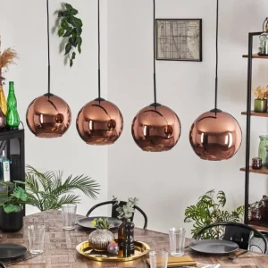 hofstein Suspension - Verre 25 cm Koyoto Cuivré, 4 lumières* Lampes En Verre