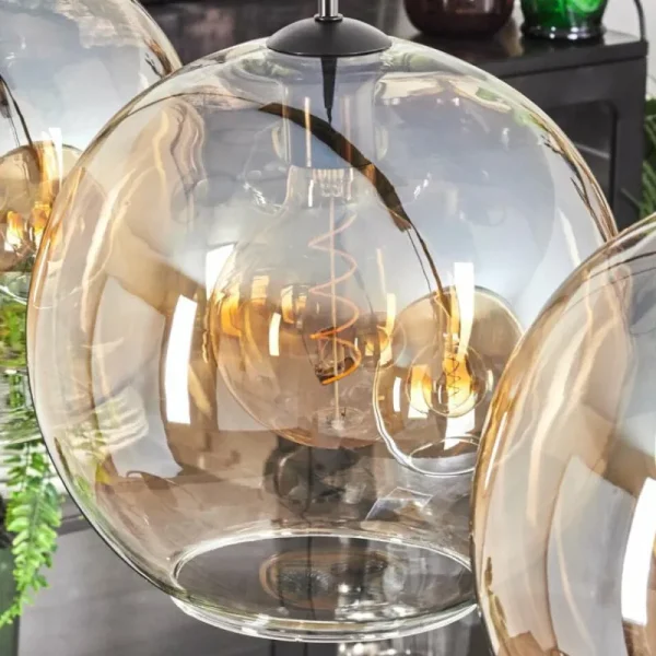 hofstein Suspension - Verre 30 cm Koyoto Ambre, Clair, 4 lumières* Lampes En Verre