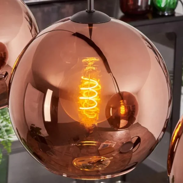 hofstein Suspension - Verre 25 cm Koyoto Cuivré, 4 lumières* Lampes En Verre