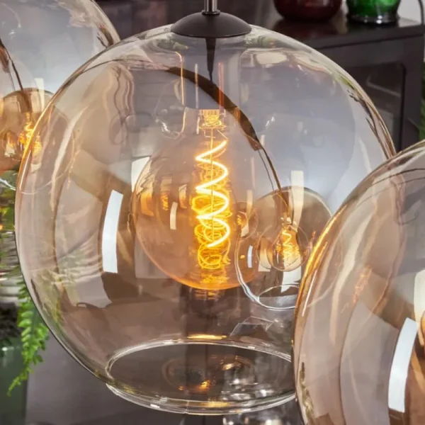 hofstein Suspension - Verre 30 cm Koyoto Ambre, Clair, 4 lumières* Lampes En Verre