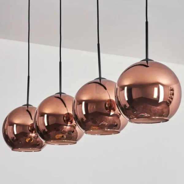 hofstein Suspension - Verre 25 cm Koyoto Cuivré, 4 lumières* Lampes En Verre