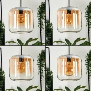 hofstein Suspension - Verre 25 cm Lauden Ambre, Clair, 3 lumières* Lampes En Verre