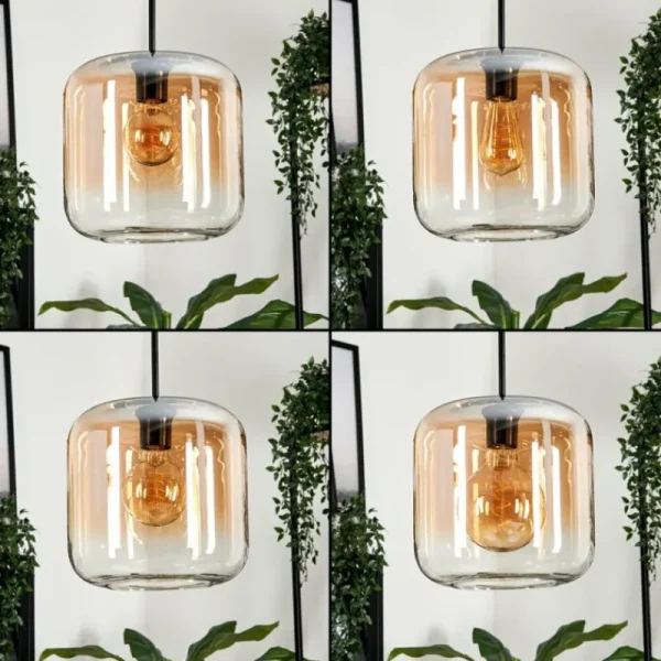 hofstein Suspension - Verre 25 cm Lauden Ambre, Clair, 3 lumières* Lampes En Verre