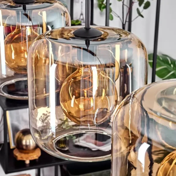 hofstein Suspension - Verre 25 cm Lauden Ambre, Clair, 3 lumières* Lampes En Verre