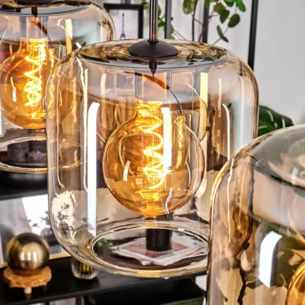 hofstein Suspension - Verre 25 cm Lauden Ambre, Clair, 3 lumières* Lampes En Verre