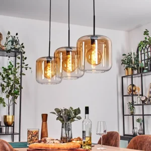hofstein Suspension - Verre 25 cm Lauden Ambre, Clair, 3 lumières* Lampes En Verre
