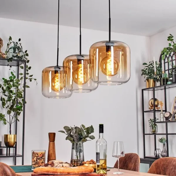 hofstein Suspension - Verre 25 cm Lauden Ambre, Clair, 3 lumières* Lampes En Verre