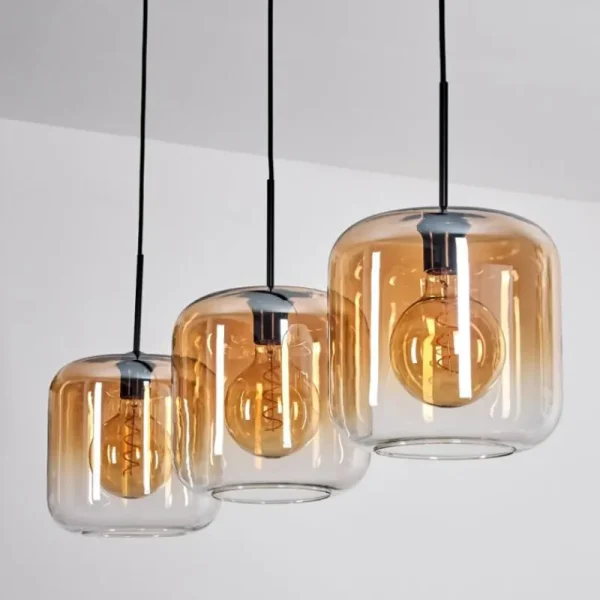 hofstein Suspension - Verre 25 cm Lauden Ambre, Clair, 3 lumières* Lampes En Verre