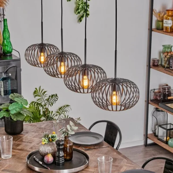 hofstein Suspension - Verre 25 cm Oravi Noir, 4 lumières* Lampes Modernes