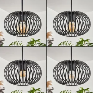 hofstein Suspension - Verre 25 cm Oravi Noir, 4 lumières* Lampes Modernes